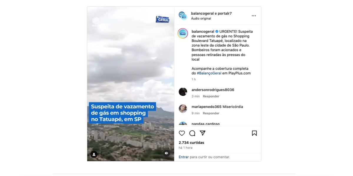 Notícia sobre Shopping de São Paulo (Foto: Reprodução / Instagram)