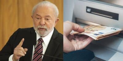 Presidente Lula / Pessoa sacando dinheiro - Montagem TVFOCO
