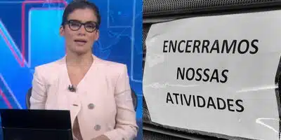 Renata Vasconcellos no Jornal Nacional confirma falência de empresa (Foto: Reprodução - Globo, Montagem - TV Foco)