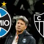 Renato Gaúcho e escudo do Grêmio e do Atlético-MG (Foto - Montagem TV Foco).