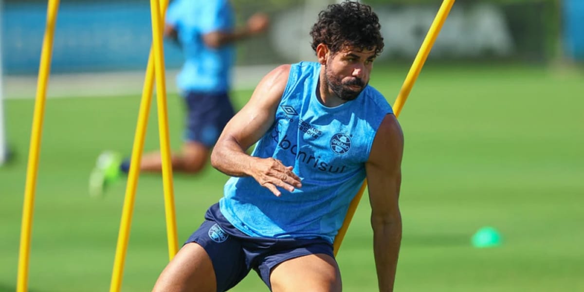 Diego Costa treinando no Grêmio (Foto Reprodução/Grêmio/Rodrigo Fatturi)