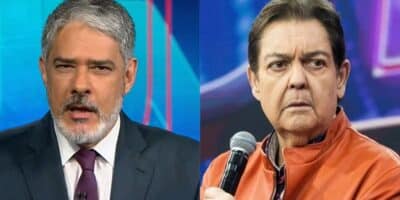 William Bonner deu notícia sobre Faustão no Jornal Nacional (Foto: TV Globo / Band)