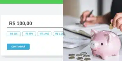 100 reais na conta / Poupança - Montagem TVFOCO