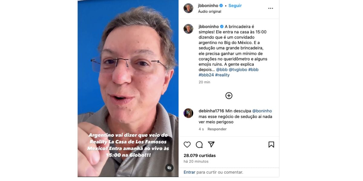 Anuncio Boninho novo participante (Foto: Reprodução / Instagram) 
