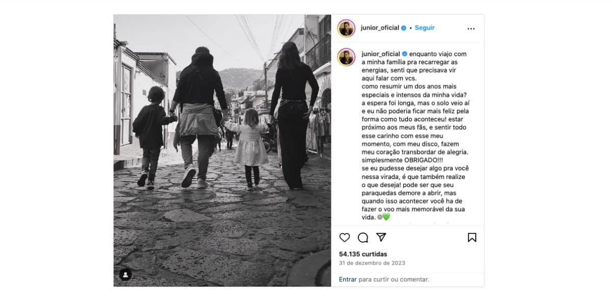 Anúncio de Júnior Lima (Foto: Reprodução / Instagram) 