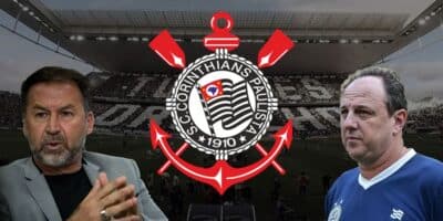 Augusto Melo, Ceni, treinador do Bahia, e escudo Corinthians  (Foto - Montagem TV Foco).