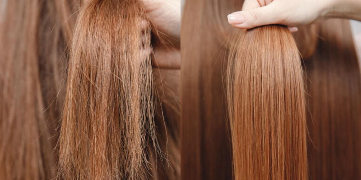 Cabelo com frizz / Cabelo liso e sem frizz - Montagem TVFOOC