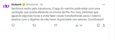 Pronunciamento do Nubank - Foto App X Pronunciamento do Nubank - Foto App X