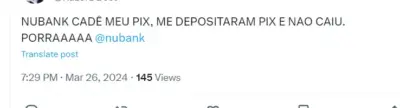 Clientes reclamam do Nubank - Foto: App X Clientes reclamam do Nubank - Foto: App X