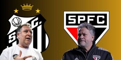 Casares, Teixeira e escudos do São Paulo e Santos (Foto - Montagem TV Foco).