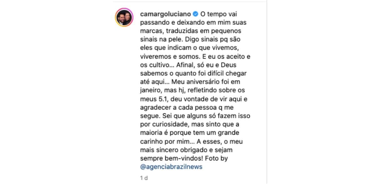 Desabafo de Luciano Camargo (Foto: Reprodução / Instagram) 
