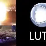 Explosão, destroços de avião e logo da Record com luto (Fotos: Reproduções / SafetyVid / Policia Metropolitana / Internet)