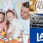 Família na Páscoa, logo do Ferrero Rocher, Nestlé e Lacta (Fotos: Reproduções / Internet / Freepik)