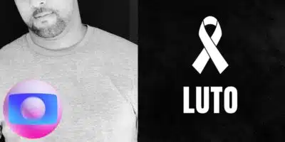 Logo da Globo e imagem de luto por ator - Foto Reprodução Internet