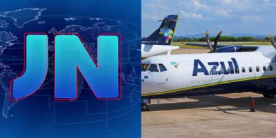 Logo do Jornal Nacional / Avião da Azul - Montagem TVFOCO