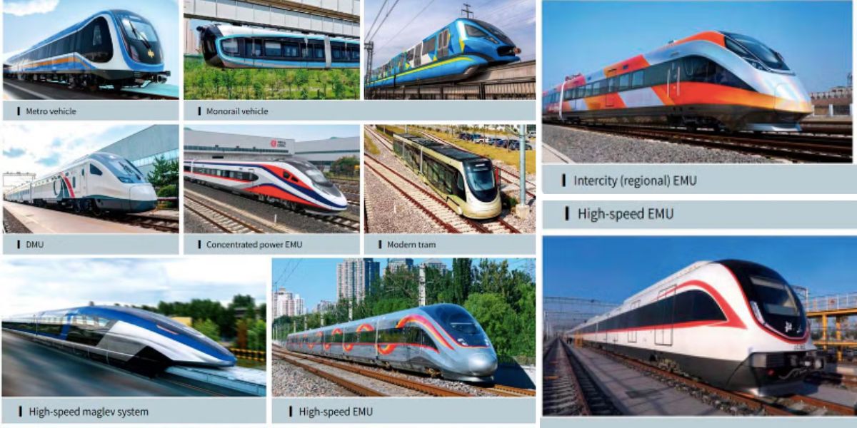 Modelos de trens exportados pela CRRC, empresa chinesa que venceu o leilão do Trem Intercidades (Fotos: Reproduções / CRRC)