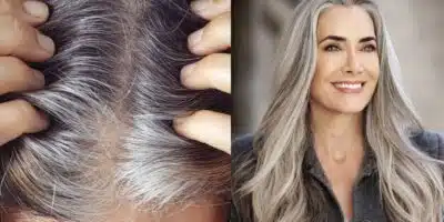 Mulher com cabelos grisalhos - Montagem TVFOCO