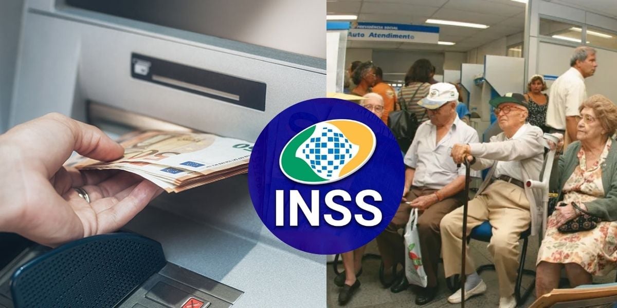 Pessoa sacando dinheiro / Idosos no INSS - Montagem TVFOCO
