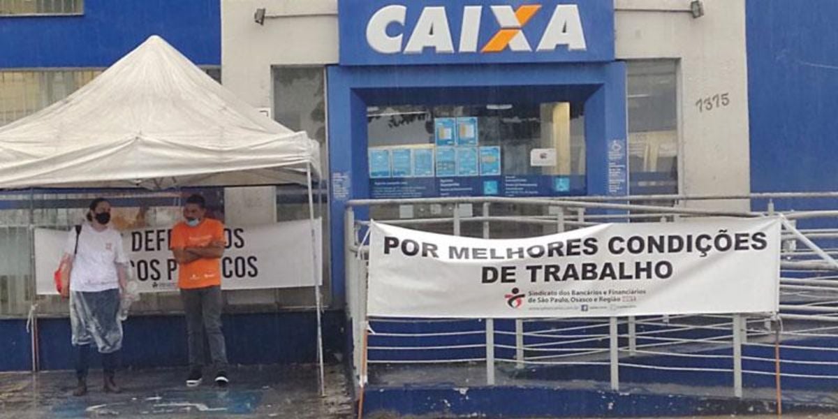 Algumas unidades da Caixa foram fechadas por falta de condições de trabalho (Reprodução/Foto: Sindicato)