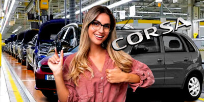 Novo Corsa chega em país e motoristas já podem comprar o novo popular (Foto Reprodução/Montagem/Lennita/Tv Foco/Canva/OLX/Opel)