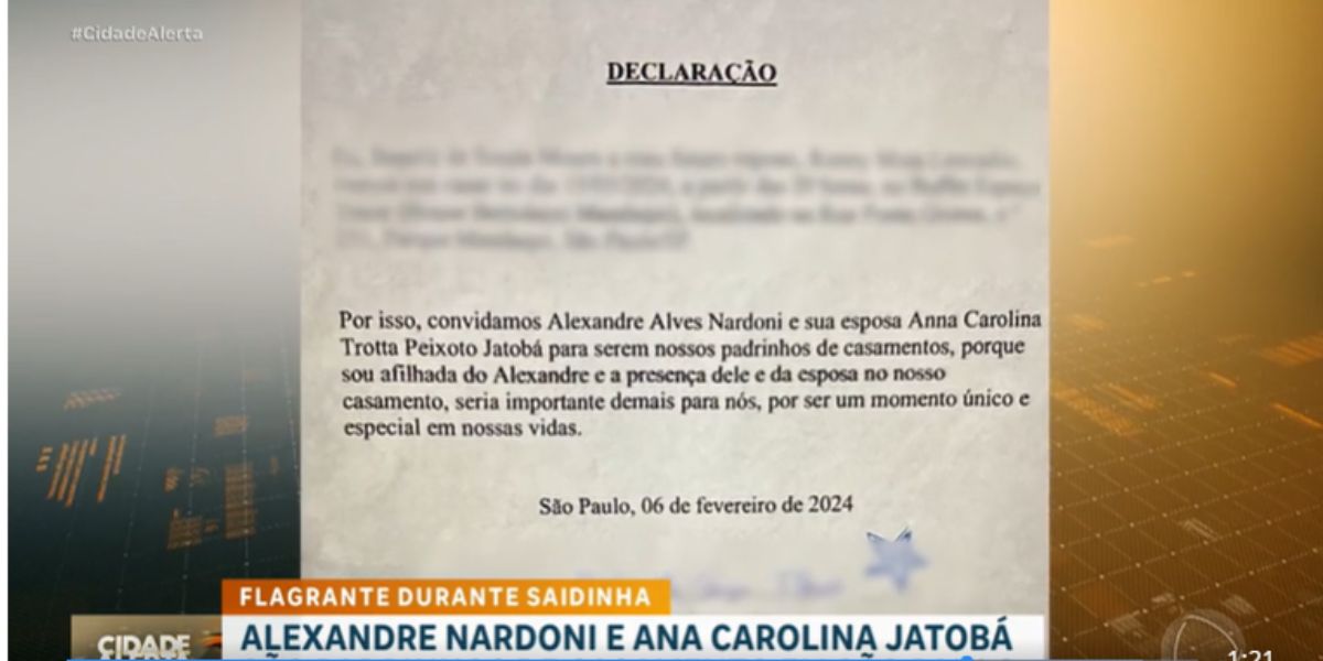 Declaração dos noivos para ter o casal em seu casamento (Reprodução: Record)
