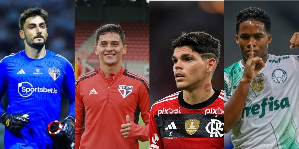 Rafael, Pablo Maia, Ayrton Lucas e Endrick são jogadores convocados para a Seleção Brasileira - (Foto: Reprodução / Internet)