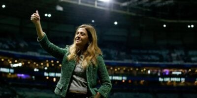 Leila Pereira, presidente do Palmeiras  - (Foto: Foto: Ricardo Moreira/Getty Images).