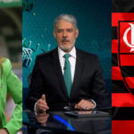Leila Pereira, William Bonner e escudo do Flamengo (Foto: Divulgação)