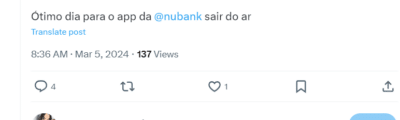 Clientes reclamando do Nubank - Foto App X