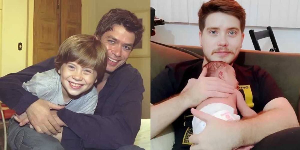 Pedro Malta cresceu e 22 anos depois se tornou pai (Reprodução: Montagem TV Foco)