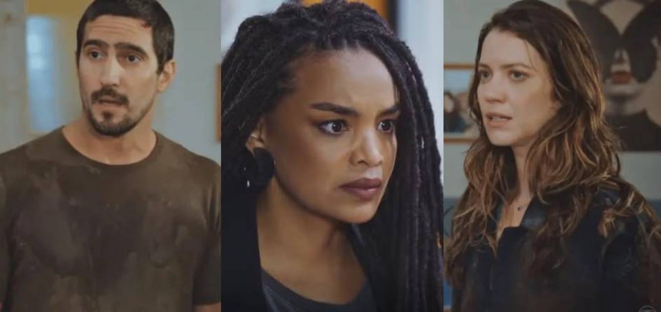 Tom (Renato Góes), Paulina (Lucy Ramos) e Vênus (Nathalia Dill) em Família É Tudo (Foto: Reprodução / Globo)