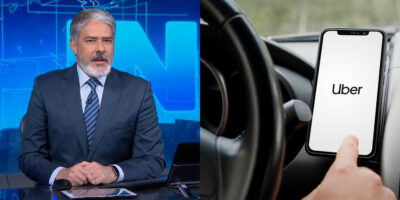 William Bonner expõe no Jornal Nacional notícia que atinge a Uber (Foto: Divulgação)