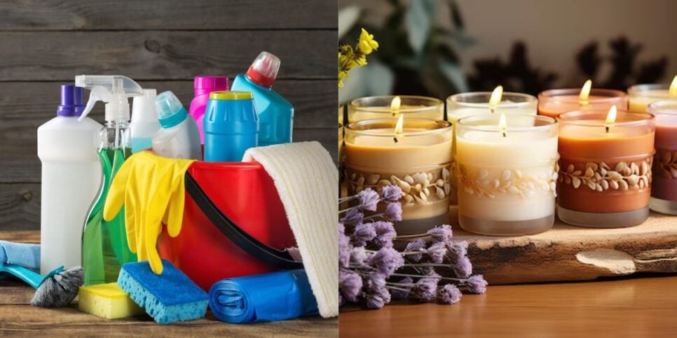 Produtos de limpeza e velas decorativas (Reprodução/Internet)