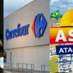 7 chocolate extintos e fachada do Carrefour e Assaí (Foto: Reprodução / Canva)