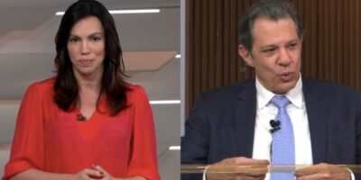 Ana Paula Araújo no Bom Dia Brasil e Fernando Haddad no Estúdio I  (Foto: Reprodução / Globo)