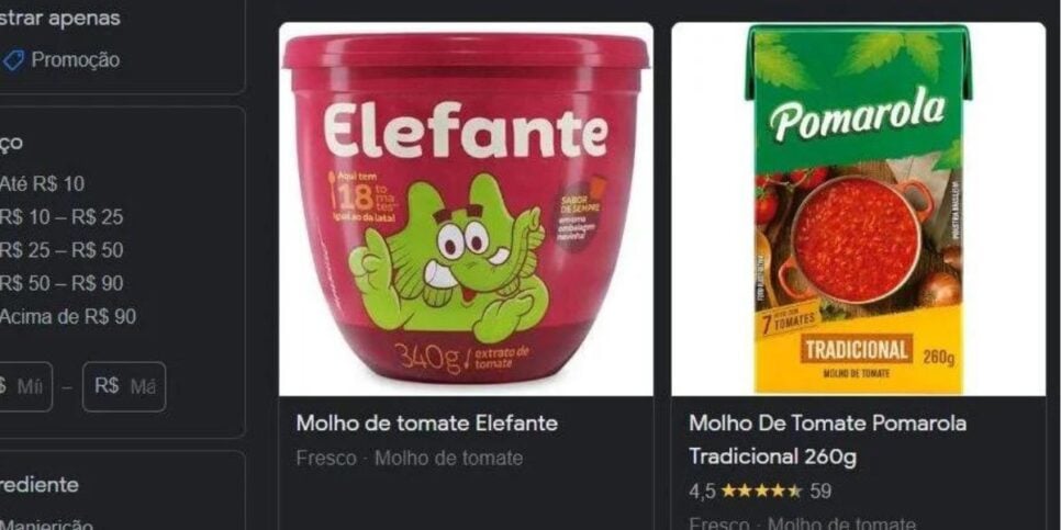 Elefante e Pomarola  voltaram a ser comercializadas normalmente no mercado (Foto Reprodução/Google Shopping)