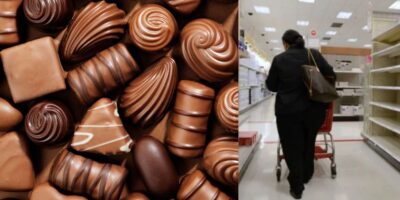 Choclates / Mulher em supermercado - Montagem TVFOCO