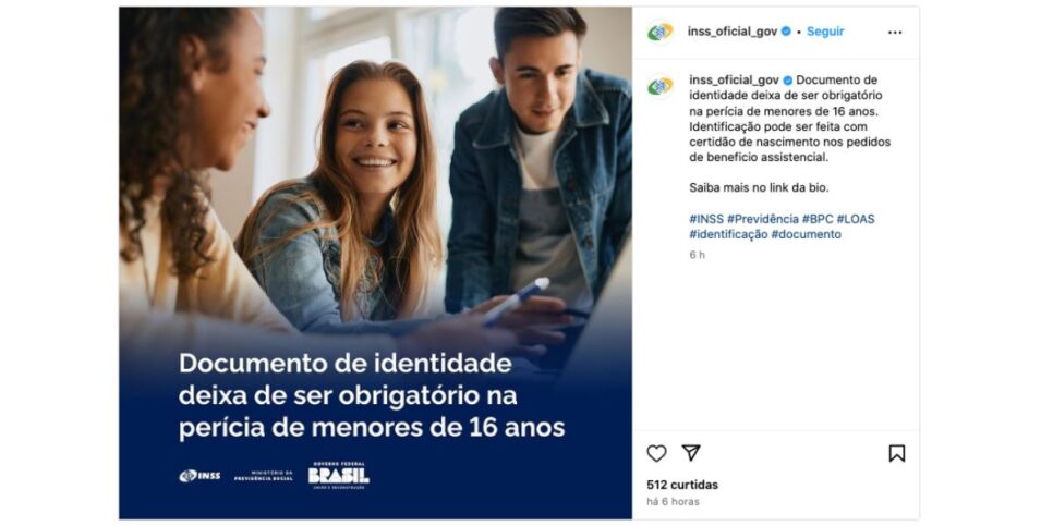 Comunicado INSS sobre documento (Foto: Reprodução / Instagram) 