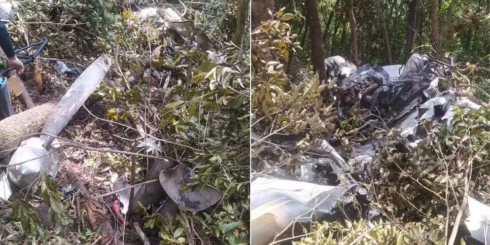 Destroços de aeronave (Foto: Reprodução / G1)