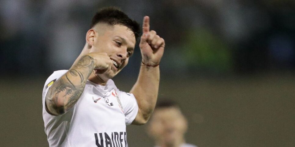 Rodrigo Garro comemora gol pelo Corinthians diante do Palmeiras - Agência Corinthians