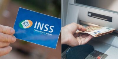 INSS / Pessoa sacando dinheiro - Montagem TVFOCO