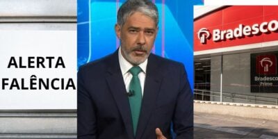 Imagem de falência / William Bonner / Bradesco - Montagem TVFOCO