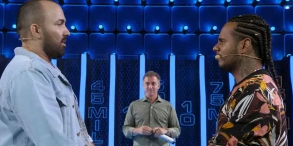 Jhonatan Wiliantan da Silva, Daniel Braz e Lucano Huck no Domingão (Foto: Reprodução / Globo)