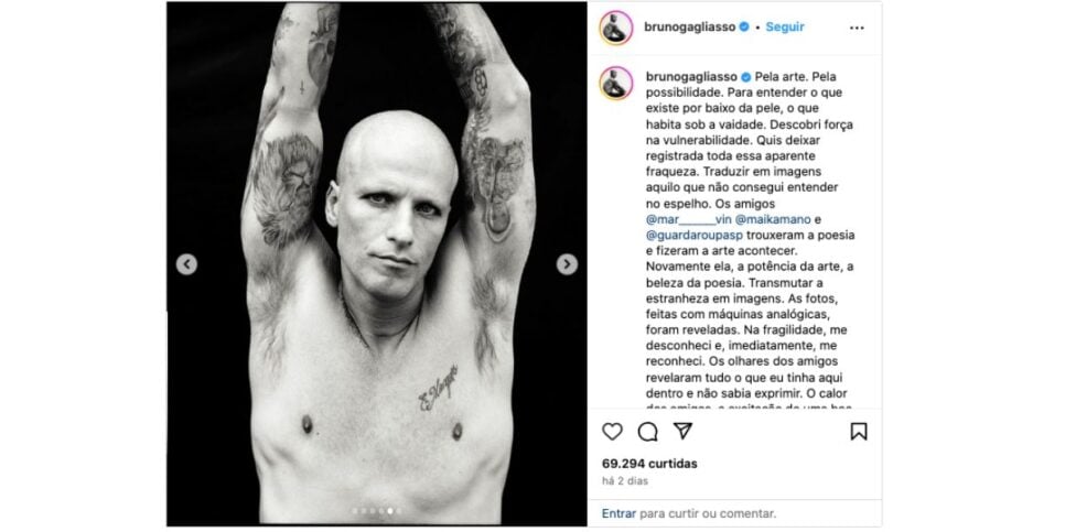 Publicação de Bruno Gagliasso (Foto: Reprodução / Instagram / Mar+Vin / Marcos Florentino)