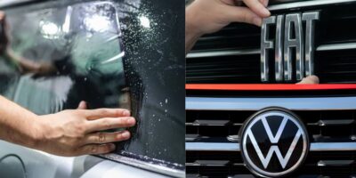 Insulfilm / Logo da Fiat / Logo da Volks - Montagem TVFOCO
