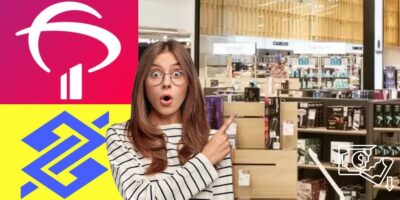 Logo do Bradesco, Banco do Brasil, mulher assutada e varejista (Fotos: Reproduções / Internet / Freepik / Canva)