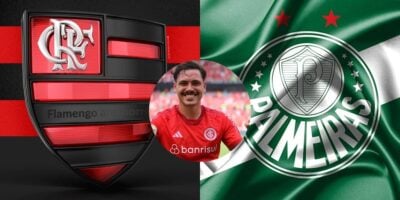 Logo do Flamengo / Maurício do Internacional / Logo do Palmeiras - Montagem TVFOCO