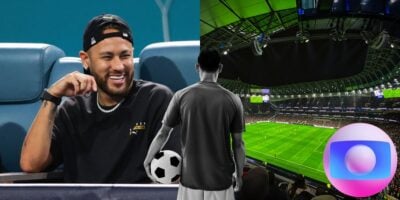 Neymar e jogador com logo da Globo - Foto Reprodução Internet