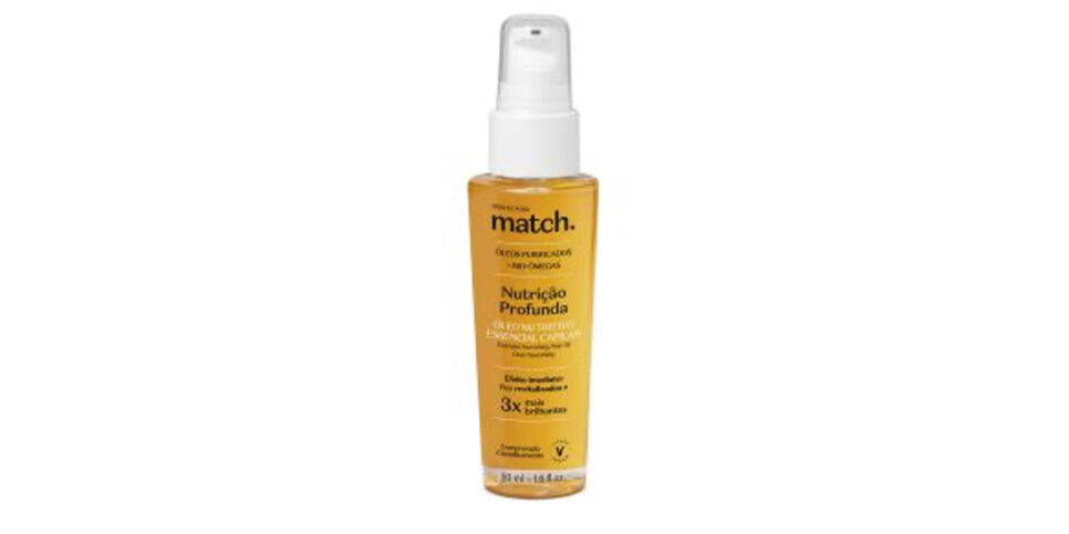 Óleo Nutritivo Essencial Capilar Match Nutrição Profunda 50ml - Match- (Foto: Reprodução : Site da marca)