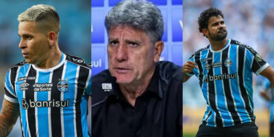 Soteldo, Renato Gaúcho e Diego Costa no Grêmio (Foto: Divulgação)